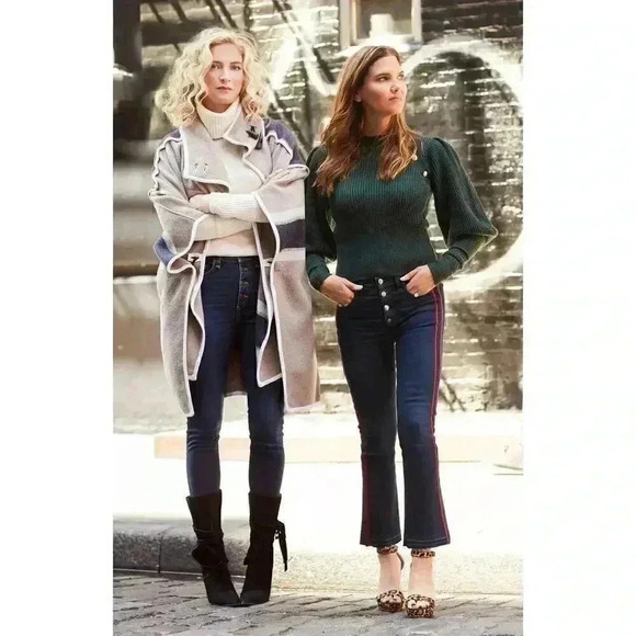 Veronica Beard Jeans Women’s 27x26 Carolyn 10" Baby Boot Red Side Stripes - Picture 3 of 10